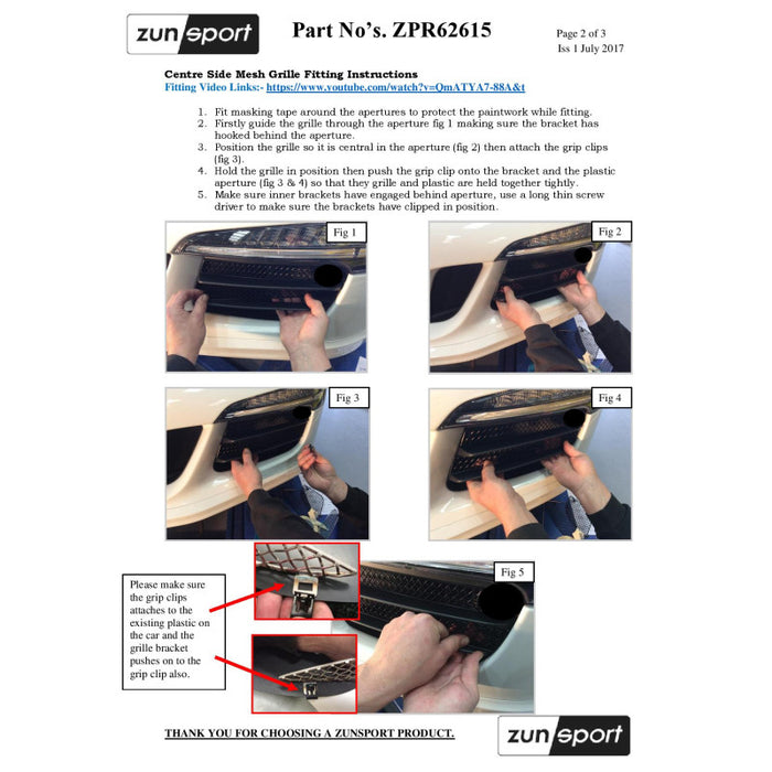 Porsche 991.1 Gts - Outer Grille Set (Without Parking Sensors) - Zunsport