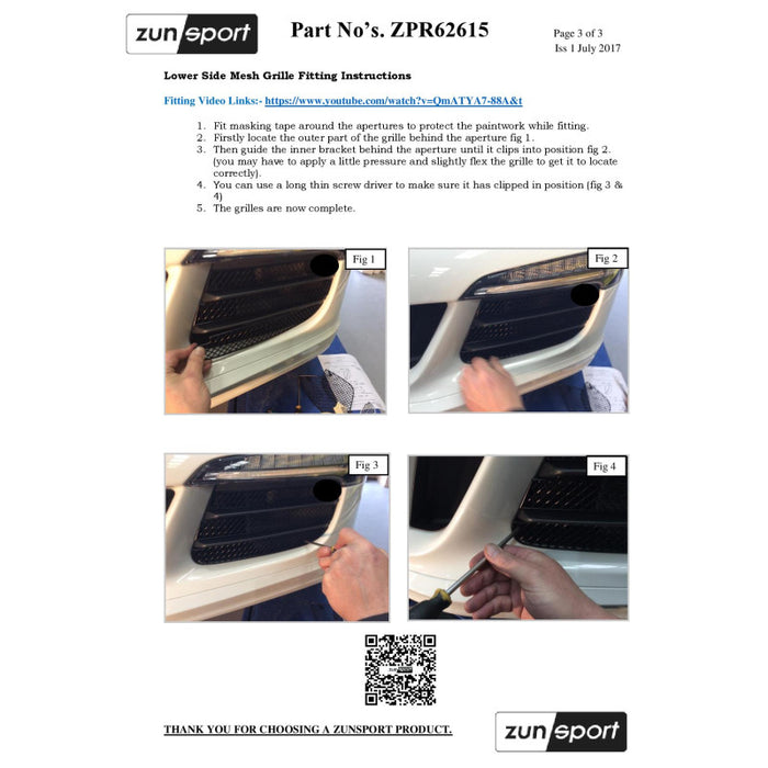 Porsche 991.1 Gts - Outer Grille Set (Without Parking Sensors) - Zunsport