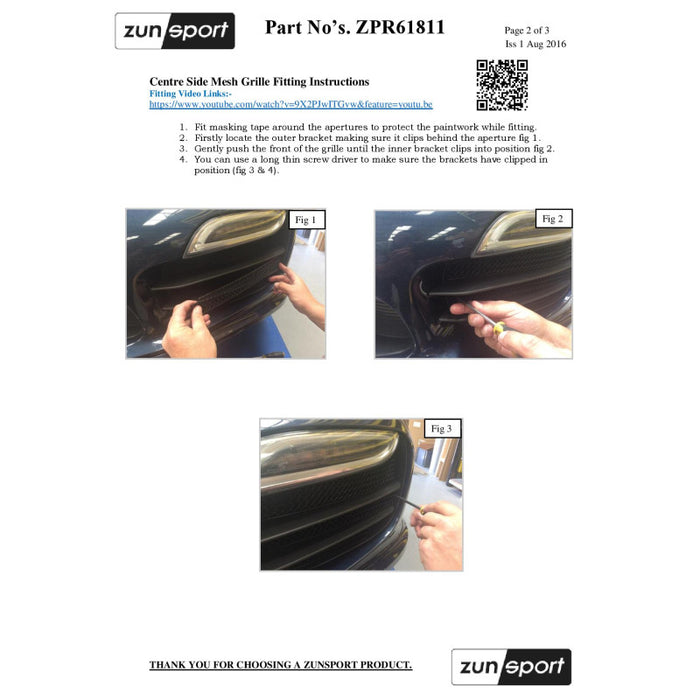 Porsche 991 Turbo Gen 1 - Outer Grille Set (Without Parking Sensors) - Zunsport