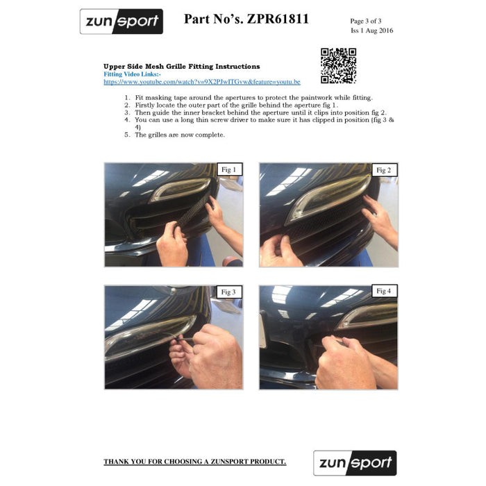 Porsche 991 Turbo Gen 1 - Full Grille Set (Without Parking Sensors) - Zunsport