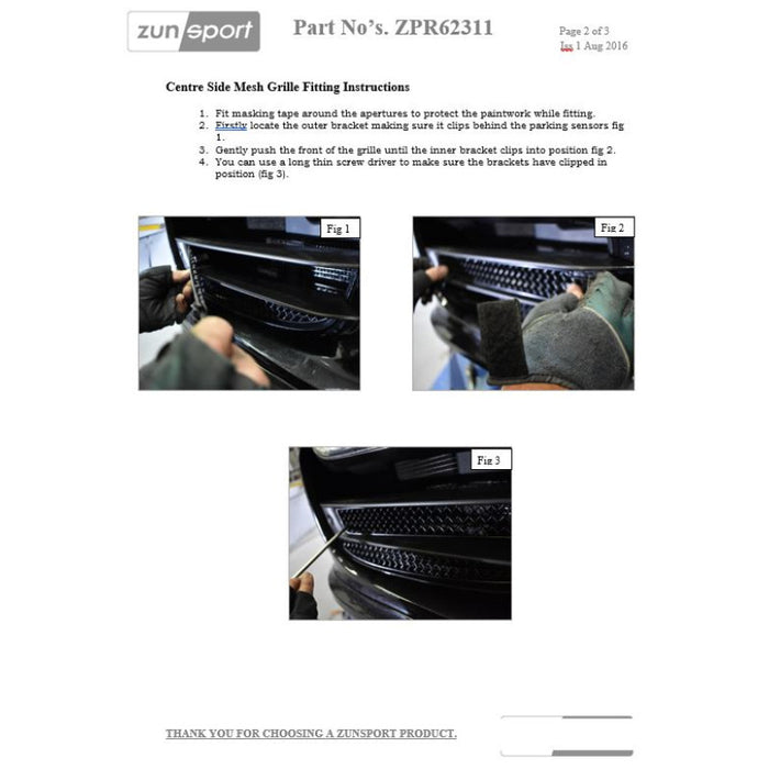 Porsche Carrera 991.1 Turbo (With Parking Sensors) - Outer Grille Set - Zunsport