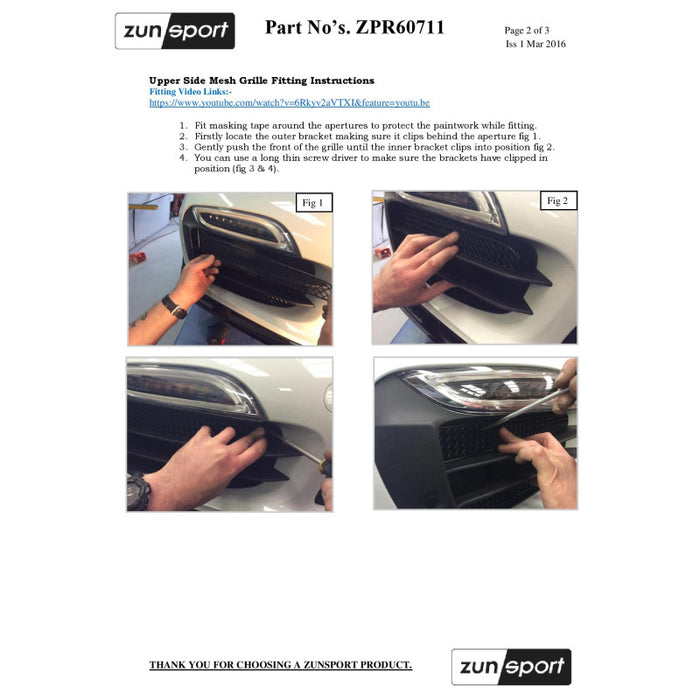 Porsche 991 Turbo S Gen 1 - Outer Grille Set - Zunsport