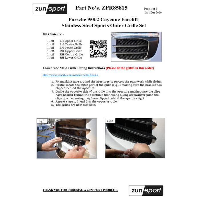 Porsche Cayenne 958.2 Facelift - Outer Grille Set - Zunsport