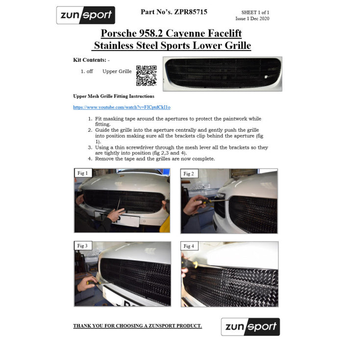 Porsche Cayenne 958.2 Facelift - Front Grille Set - Zunsport