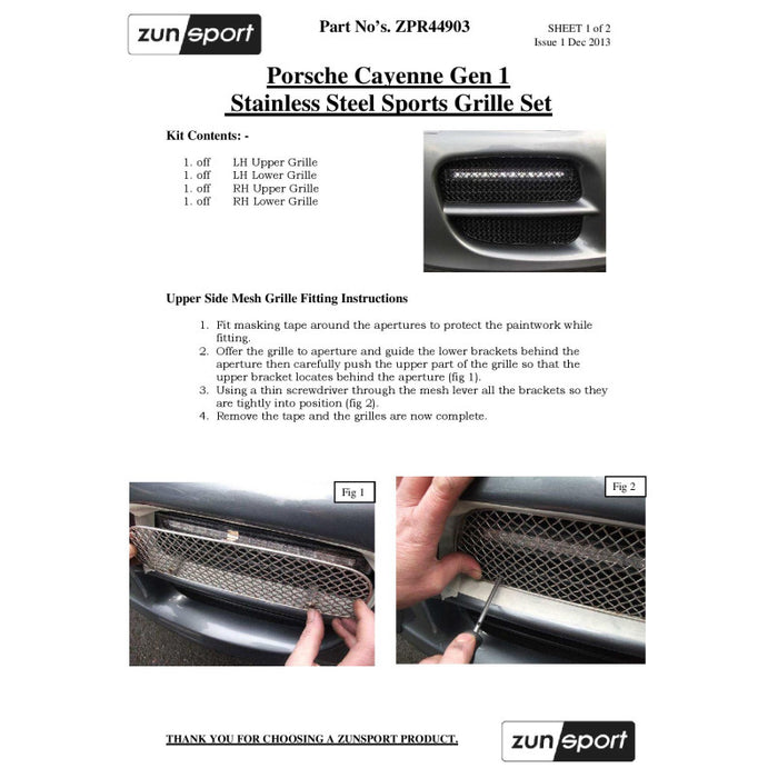 Porsche Cayenne - Front Grille Set - Zunsport