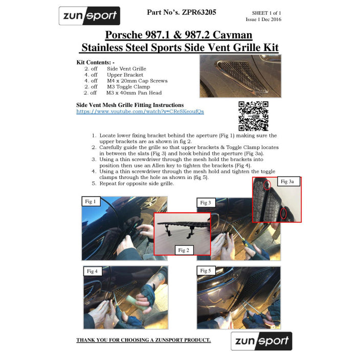 Porsche Cayman 987.2 - Full Grille Set - Zunsport