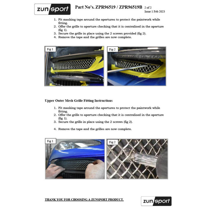 Porsche Macan Base 19-21 - Front Grille Set - Zunsport