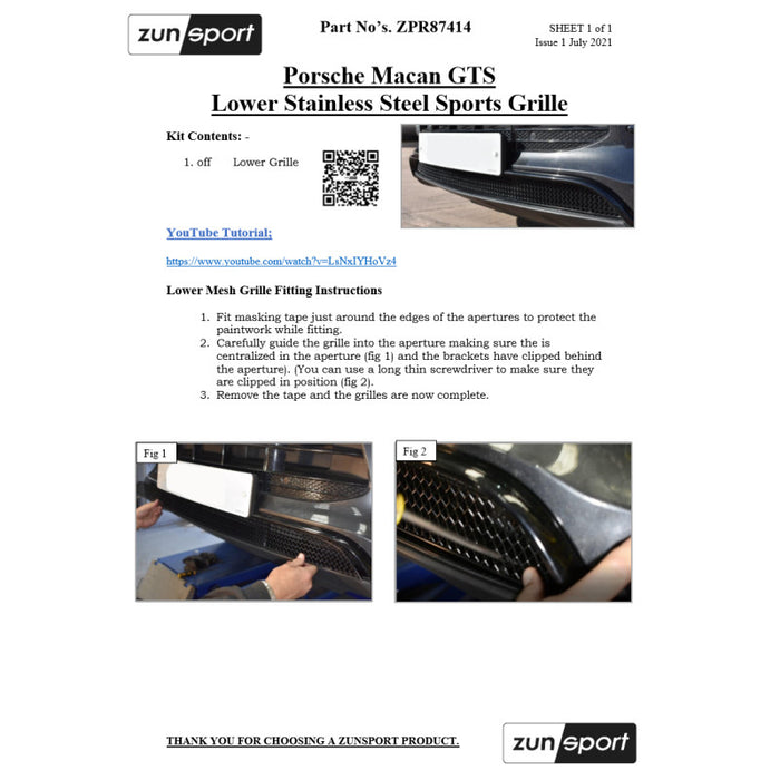 Porsche Macan Gts - Front Grille Set - Zunsport