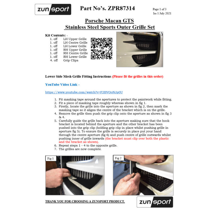 Porsche Macan Gts - Outer Grille Set - Zunsport