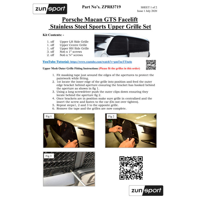 Porsche Macan Gts Facelift - Upper Grille Set - Zunsport