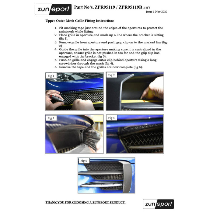 Porsche Macan S 19-21 - Front Grille Set - Zunsport