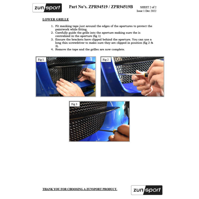 Porsche Macan Turbo 19-21 - Front Grille Set - Zunsport