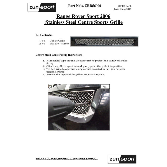 Range Rover Sport - Centre Grille - Zunsport