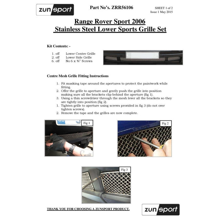Range Rover Sport - Lower Grille Set - Zunsport