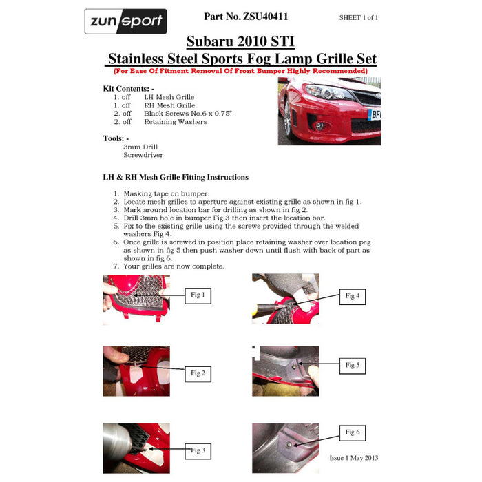 Subaru Impreza Sti - Full Grille Set - Zunsport