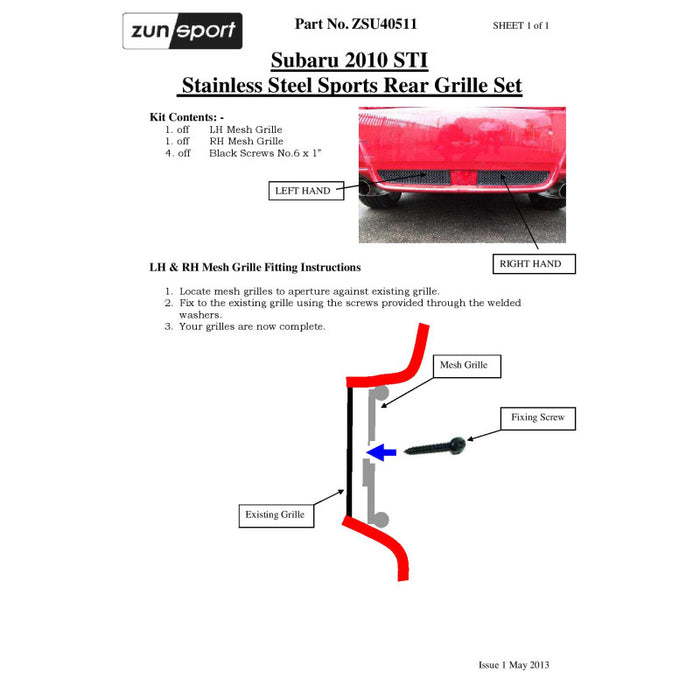 Subaru Impreza Sti - Rear Grille Set - Zunsport