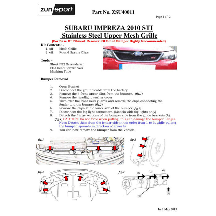 Subaru Impreza Sti - Full Grille Set - Zunsport