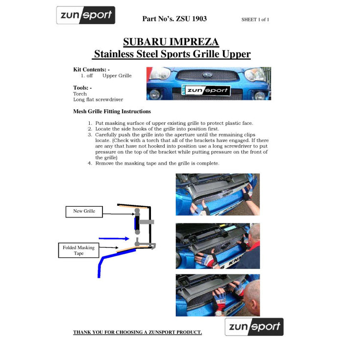 Subaru Impreza Blob Eye Full Front Grille Set - Zunsport