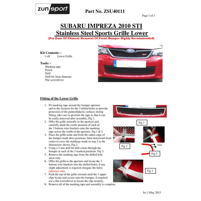 Subaru Impreza Sti - Full Grille Set - Zunsport