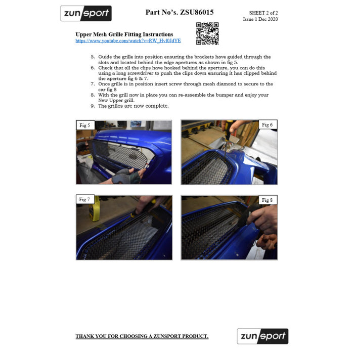Subaru Wrx - Sti Va - Upper Grille - Zunsport