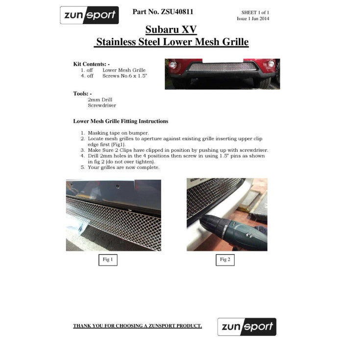 Subaru Xv - Lower Grille - Zunsport