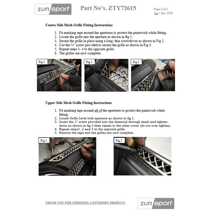 Toyota Hilux (An120 / An130) - Upper Grille Set - Zunsport