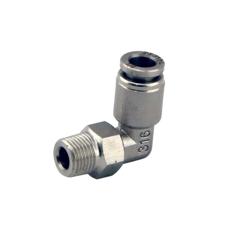 1/8” NPT 90Deg Pushloc Fitting - SS - 1/4“