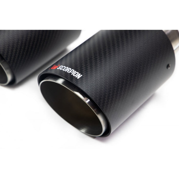 SCORPION EXHAUSTS - REPLACEMENT CARBON ASCARI TIPS FOR SCORPION EXHAUST - TWIN 114MM | Car Enhancements UK