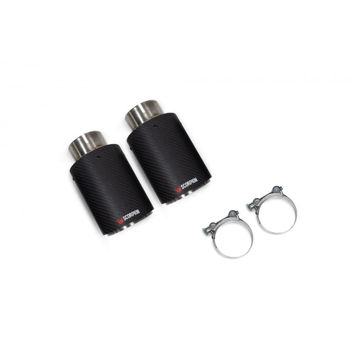 SCORPION EXHAUSTS - REPLACEMENT CARBON ASCARI TIPS FOR SCORPION EXHAUST - TWIN 114MM | Car Enhancements UK