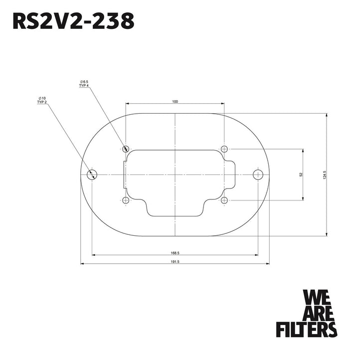 RS2V2-238-404 - Carb Air Filter With Baseplate Weber 32/36 DGV 100mm Internal Height - RAMAIR