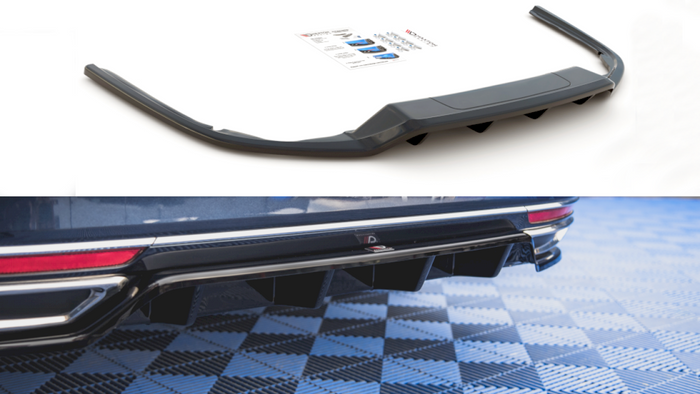 Maxton Design - Central Rear Splitter (W/ Vertical Bars) VW Passat B8 (2014-2019)