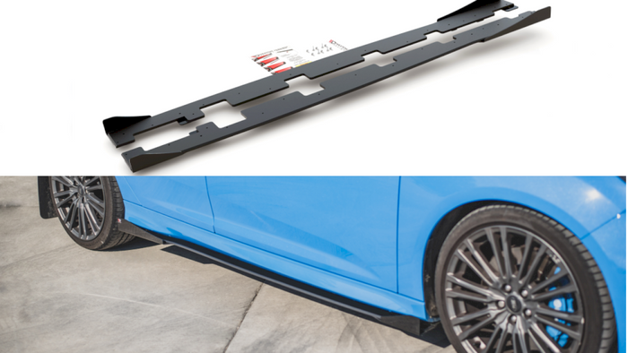 Maxton Design - STREET PRO DURABILITY SIDE SKIRTS DIFFUSERS (+FLAPS) FORD FOCUS RS MK3 (2015-2018)