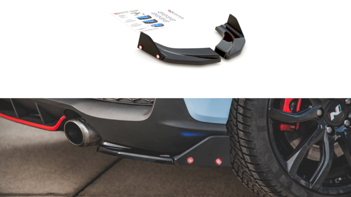 Maxton Design - REAR SIDE SPLITTERS V.6 + FLAPS HYUNDAI I30 N MK3 HATCHBACK