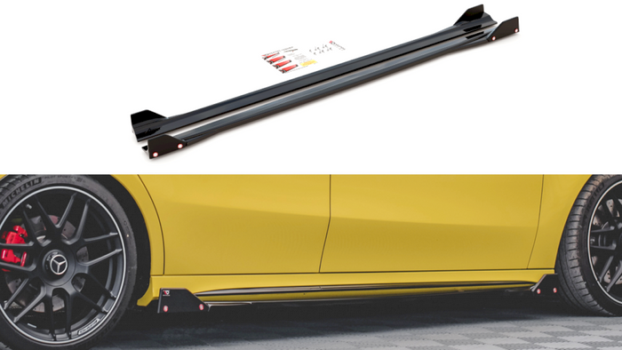 Maxton Design - SIDE SKIRTS DIFFUSERS V.2 + FLAPS MERCEDES AMG A45 S
