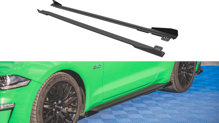 Maxton Design - STREET PRO SIDE SKIRTS DIFFUSERS V.1 (+FLAPS) FORD MUSTANG GT MK6 FACELIFT (2017-)