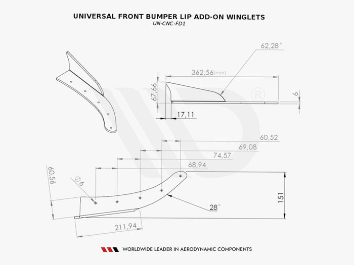Maxton Design - UNIVERSAL FRONT BUMPER LIP ADD-ON WINGLETS
