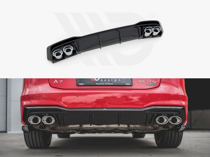 Maxton Design - REAR VALANCE + EXHAUST ENDS IMITATION AUDI A7 C8 S-LINE (2017-)