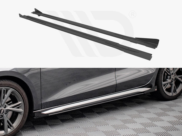 Maxton Design - Street PRO Side Skirts Diffusers + Flaps Audi S3 / A3 S-Line 8Y