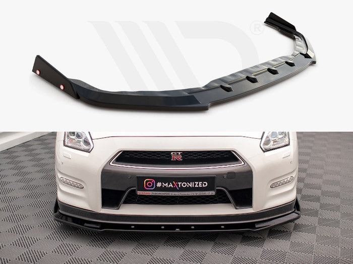 Front Splitter Nissan Gt R R35 Maxton Design - FRONT SPLITTER + FLAPS NISSAN GTR R35 1ST FACELIFT ...