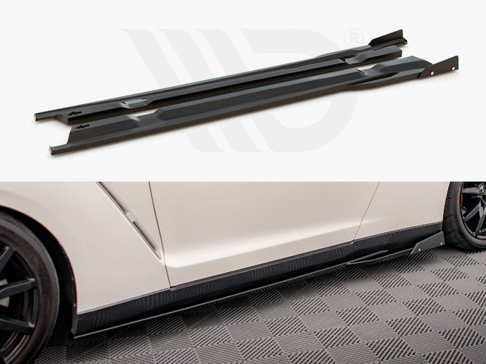 Maxton Design - SIDE SKIRTS DIFFUSERS + FLAPS NISSAN GTR R35 1ST FACELIFT