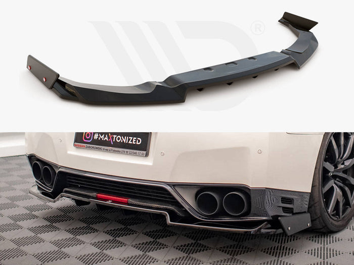 Maxton Design - CENTRAL REAR SPLITTER + FLAPS NISSAN GTR R35 1ST FACELIFT