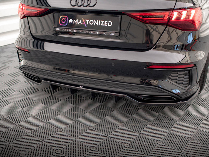Maxton Design - CENTRAL REAR SPLITTER (VERTICAL BARS) AUDI A3 S-LINE SEDAN 8Y