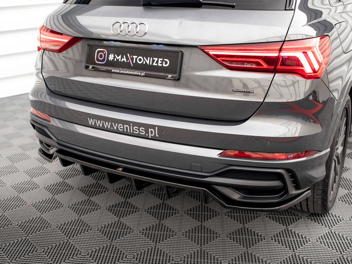 Audi Q3 S-Line F3 Central Rear Splitter (Vertical Bars) - Maxton Design