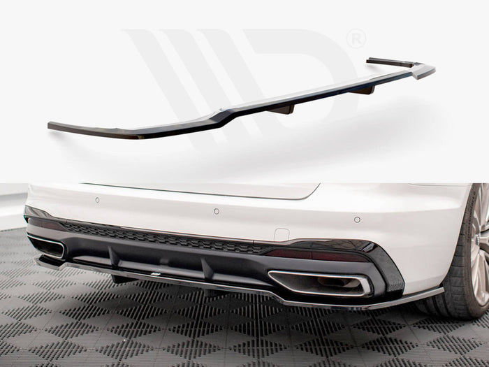 Audi A4 S-Line B9 Facelift Central Rear Splitter (Vertical Bars) - Maxton Design
