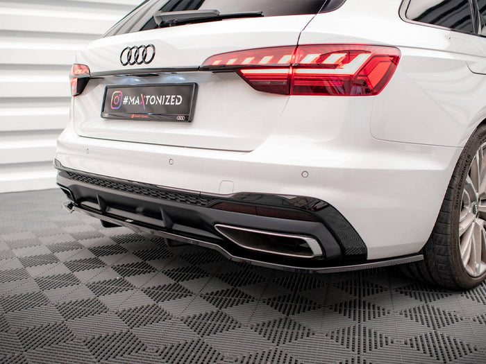 Audi A4 S-Line B9 Facelift Central Rear Splitter (Vertical Bars) - Maxton Design
