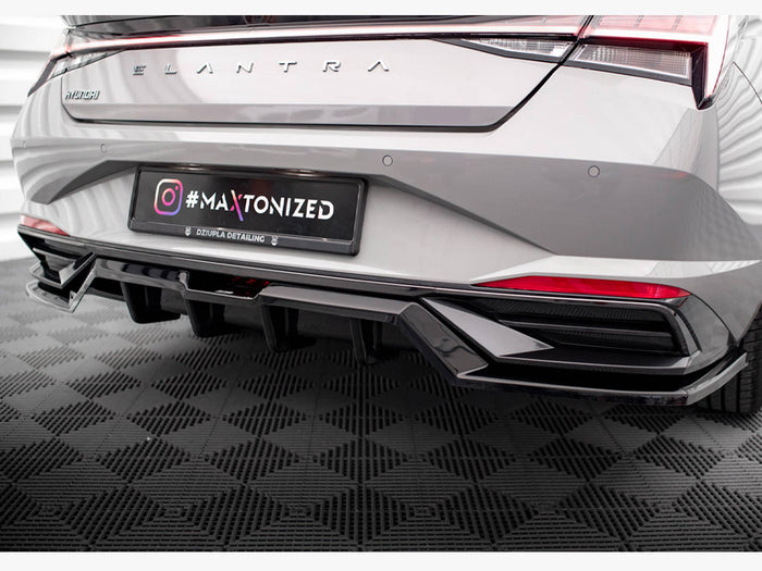 Hyundai Elantra Mk7 Central Rear Splitter (Vertical Bars) - Maxton Design