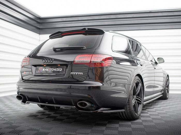 Audi RS6 Avant C6 Central Rear Splitter (Vertical Bars) - Maxton Design
