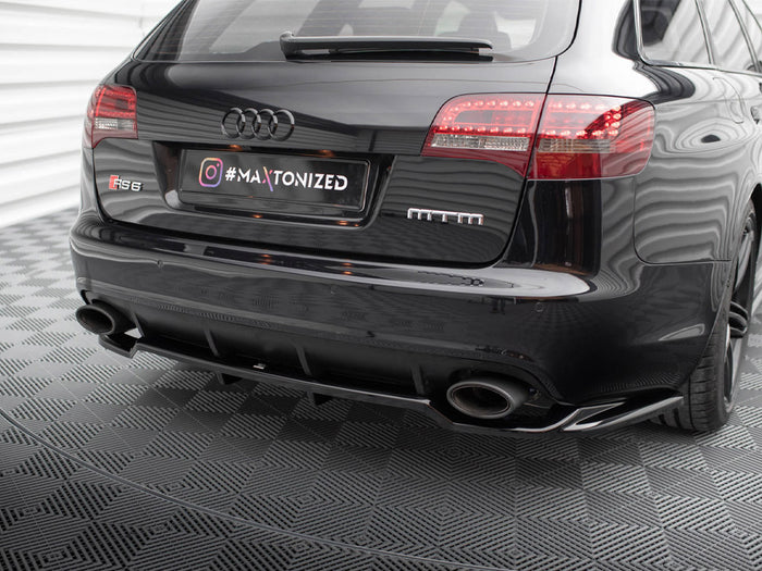Audi RS6 Avant C6 Central Rear Splitter (Vertical Bars) - Maxton Design