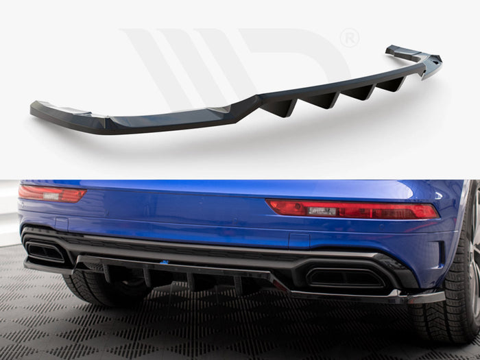 Audi Q5 S-Line SUV Mk2 Facelift Central Rear Splitter (Vertical Bars) - Maxton Design