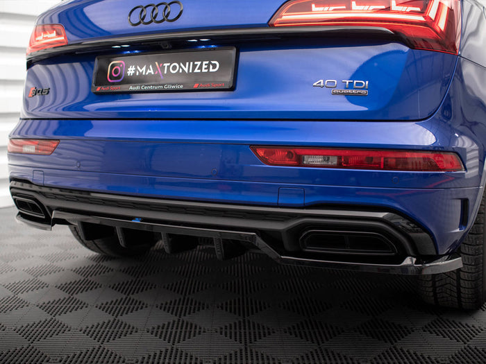 Audi Q5 S-Line SUV Mk2 Facelift Central Rear Splitter (Vertical Bars) - Maxton Design